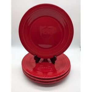 4 Set Fiesta Dinner Plates 105" Homer Laughlin China Lead Free Scarlet Red USA